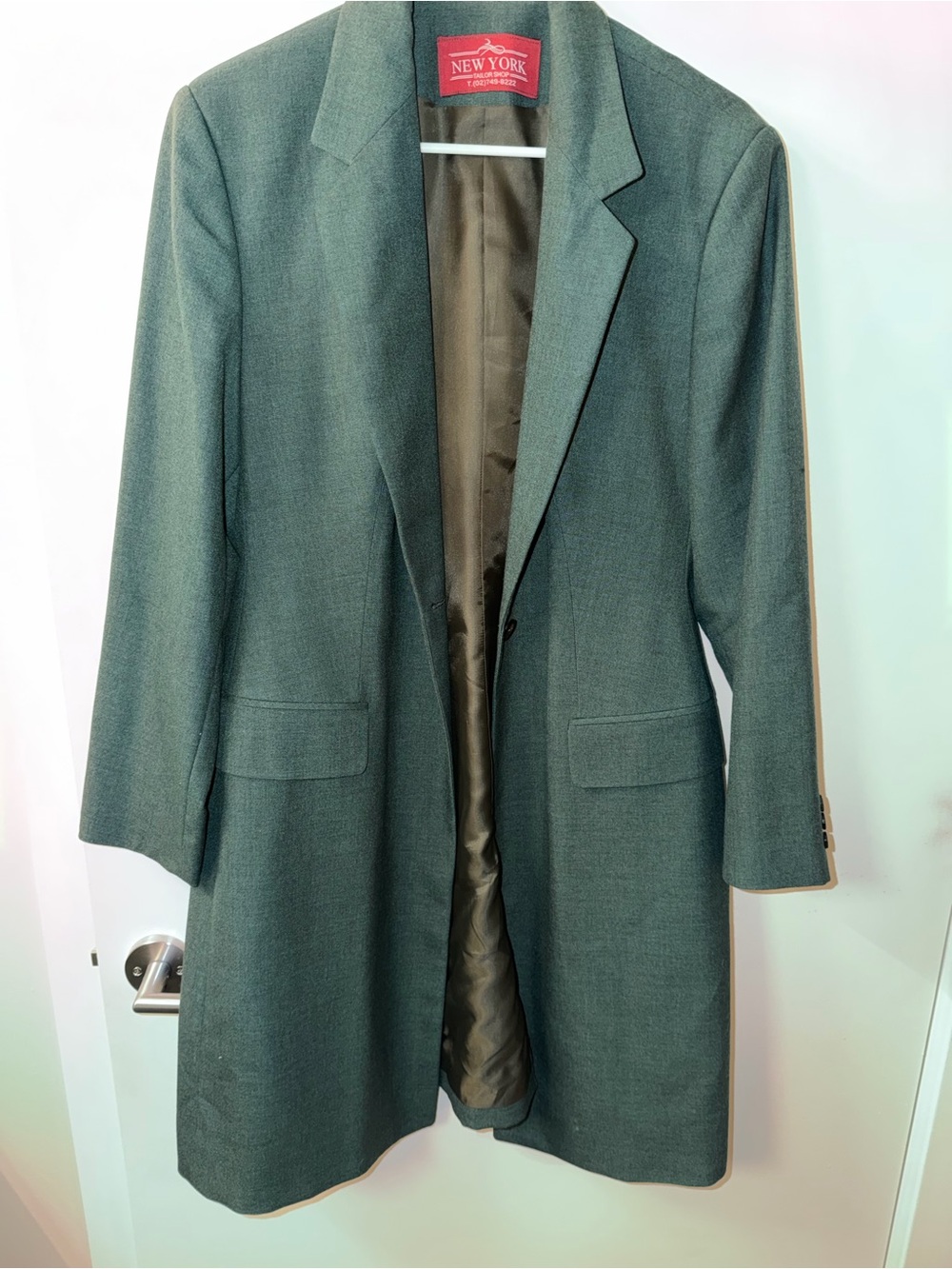 Women's Green Wool Blend Long Coat